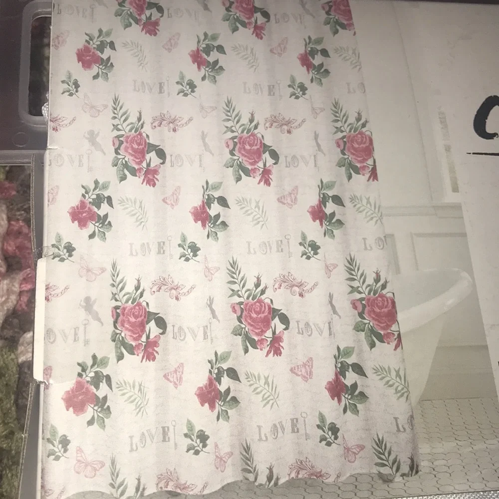 NWT rose and butterflies shower curtain